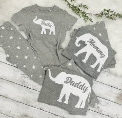 Grey Elephant Matching  Family Pyjamas